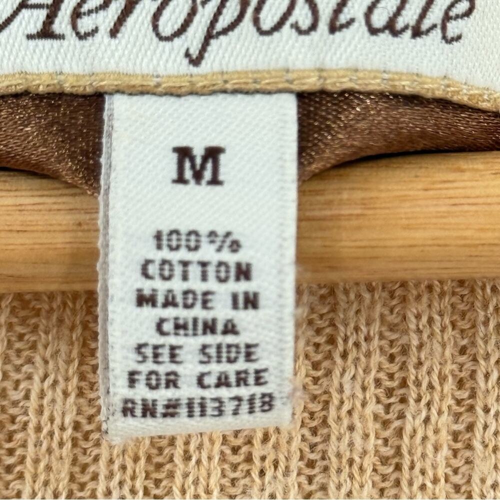 Aeropostale Y2K Cable Knit Hooded Lightweight Sweater 100% Cotton Size Medium - Picture 8 of 9